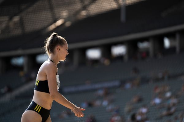 Merle Homeier (LG Goettingen) im Weitsprung waehrend der deutschen Leichtathletik-Meisterschaften im Olympiastadion am 26.06.2022 in Berlin